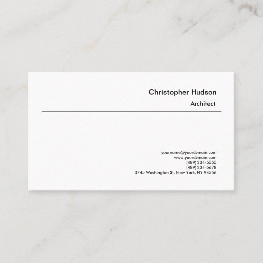 プロフェッショナル白黒シンプル一般建築家 名刺 (正面)