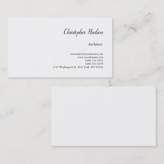 プロフェッショナル白黒シンプル一般建築家 名刺 (正面/裏面)
