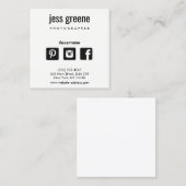 プロフェッショナル白黒ソーシャルメディアのアイコン スクエア名刺 (正面/裏面)