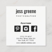 プロフェッショナル白黒ソーシャルメディアのアイコン スクエア名刺 (正面)