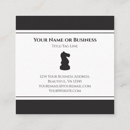 プロフェッショナル白黒チェスピースナイト スクエア名刺 (裏面)