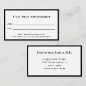 プロフェッショナル白黒テンプレート医院 予約カード (正面/裏面)