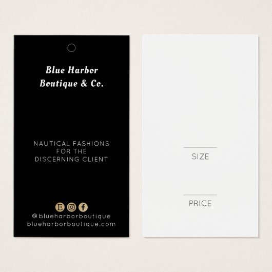 プロフェッショナル白黒ファッション価格ラベル (正面&裏面)