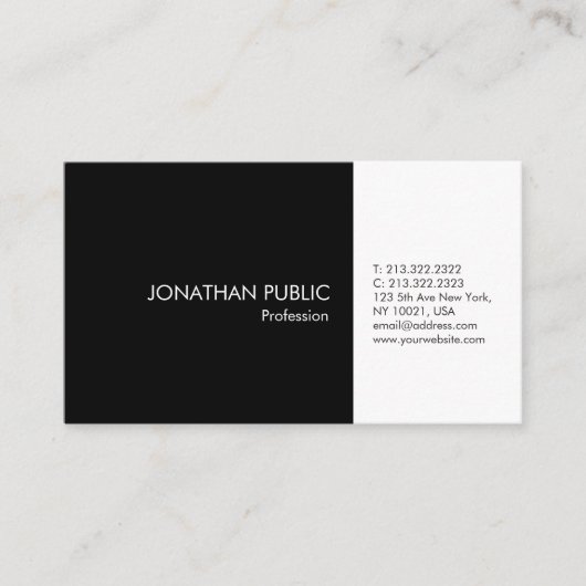 プロフェッショナル白黒プエレガントラ芸術的イン 名刺 (正面)