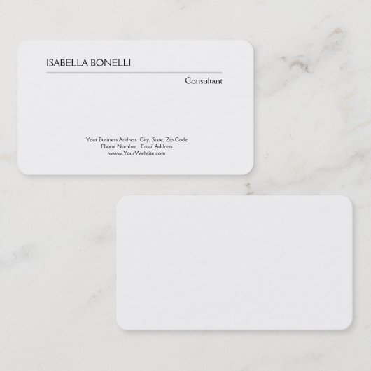 プロフェッショナル白黒ミニマリストプレーンクリエイティブ 名刺 (正面/裏面)