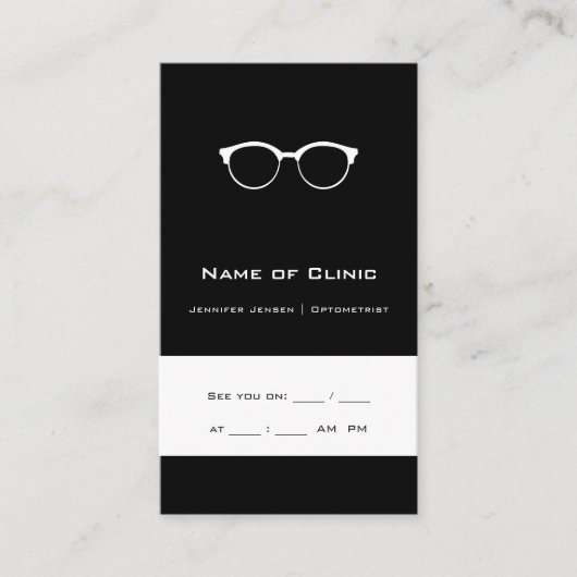 プロフェッショナル白黒メガネ眼鏡検査 名刺 (正面)