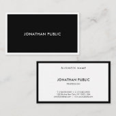 プロフェッショナル白黒モダンエレガントトッププレーン 名刺 (正面/裏面)