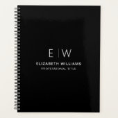 プロフェッショナル白黒モノグラムビジネスイニシャル プランナー手帳 (正面)