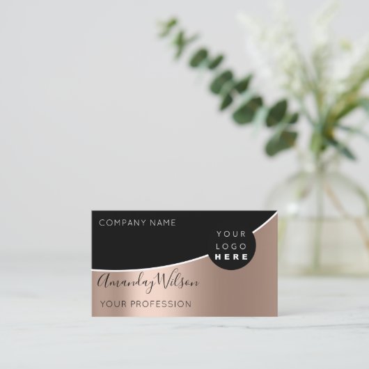 プロフェッショナル白黒ユニークロゴ 名刺 (スタンド正面)