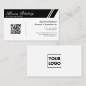 プロフェッショナル白黒企業ロゴQRコード 名刺 (正面/裏面)