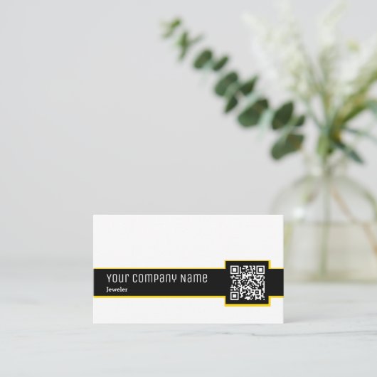 プロフェッショナル白黒QRコード宝石商 名刺 (スタンド正面)