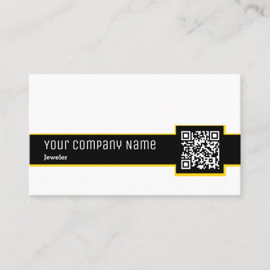 プロフェッショナル白黒QRコード宝石商 名刺 (正面)