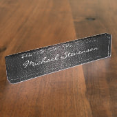 プロフェッショナル皮革効果事業名札 デスクネームプレート (側面)