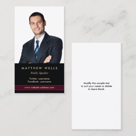 プロフェッショナル社員ポートレートフォト名刺 名刺 (正面/裏面)