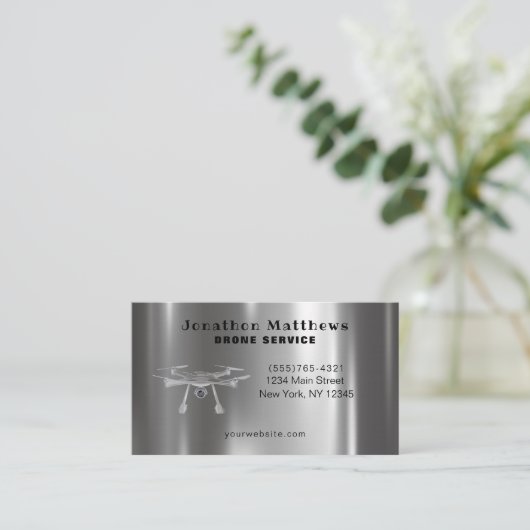プロフェッショナル空中無人機撮影サービス 名刺 (スタンド正面)