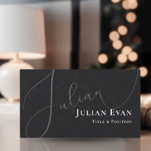 プロフェッショナル筆記体ブラックビジネスカード