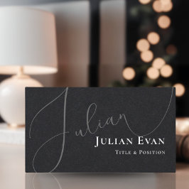 プロフェッショナル筆記体ブラックビジネスカード 名刺