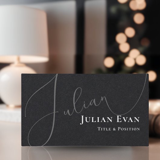 プロフェッショナル筆記体ブラックビジネスカード 名刺