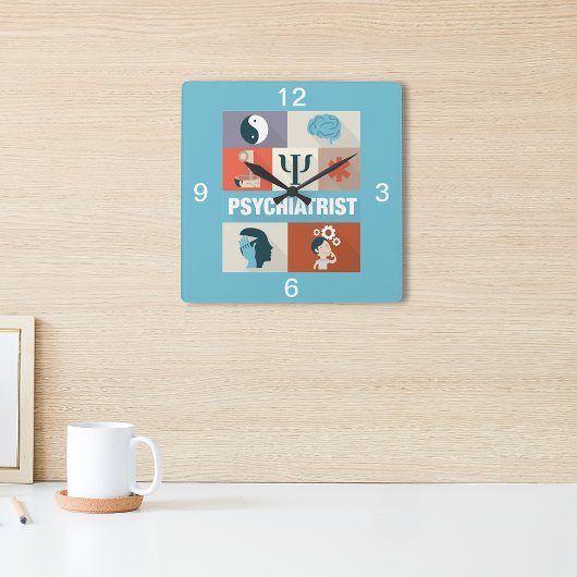 プロフェッショナル精神科医アイコニック設計 スクエア壁時計