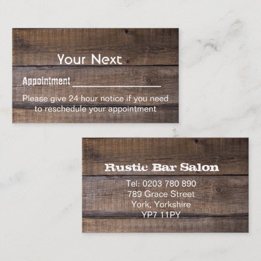 プロフェッショナル素朴アポイントメントリマインダカード 予約カード (正面/裏面)