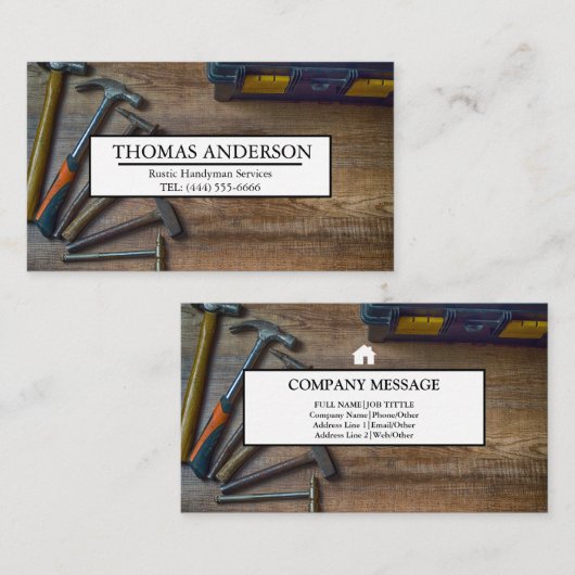 プロフェッショナル素朴ツール大工の木工 名刺 (正面/裏面)