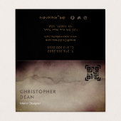 プロフェッショナル素朴ブラウン抽象芸術QRコード 名刺 (外部フラット)