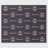 プロフェッショナル紫とオレンジのカスタムロゴありがとう ラッピングペーパー (フラット)