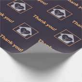 プロフェッショナル紫とオレンジのカスタムロゴありがとう ラッピングペーパー (角)