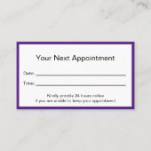 プロフェッショナル紫と白のドクターズオフィス 予約カード (正面)
