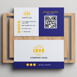 プロフェッショナル紫イエロー追加ロゴQRコード 名刺