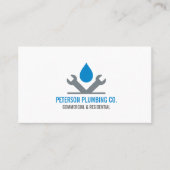 プロフェッショナル給排水衛生設備配管ロゴドロップツール灰色の青 名刺 (正面)