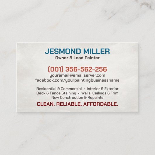 プロフェッショナル絵を描ズサービスハウスペインター 名刺 (裏面)