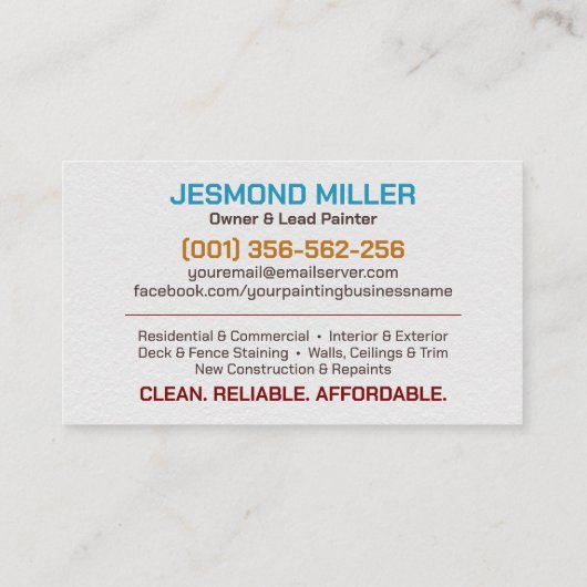 プロフェッショナル絵を描ズサービスハウスペインター 名刺 (裏面)