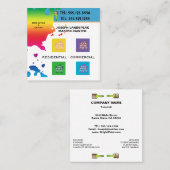 プロフェッショナル絵を描画家と4枚の写真のBLOB スクエア名刺 (正面/裏面)