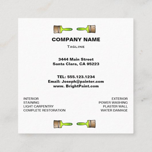 プロフェッショナル絵を描画家と4枚の写真のBLOB スクエア名刺 (裏面)