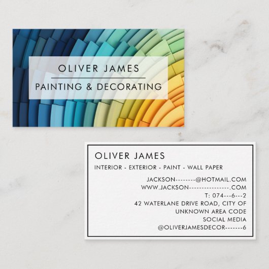 プロフェッショナル絵画のサービス画家&デコレータ 名刺 (正面/裏面)