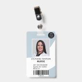 プロフェッショナル編集可能な青ナースの写真ロゴコード バッジ (クリップ付き表面)