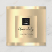 プロフェッショナル美しいスタジオヘアサロン金ゴールドロゴ スクエア名刺 (正面)