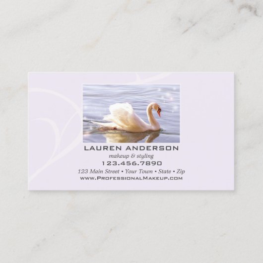 プロフェッショナル美しいスワンメイクアップフォト 名刺 (裏面)