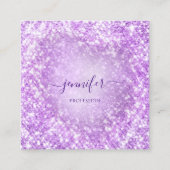 プロフェッショナル美しいメイクアップアーティストグリッターパープル スクエア名刺 (正面)