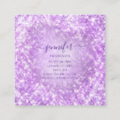 プロフェッショナル美しいメイクアップアーティストグリッターパープル スクエア名刺 (裏面)