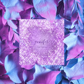 プロフェッショナル美しいメイクアップアーティストグリッターパープル スクエア名刺