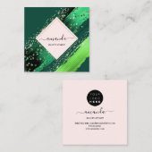 プロフェッショナル美しいメイクアップロゴグリーントロピカル スクエア名刺 (正面/裏面)
