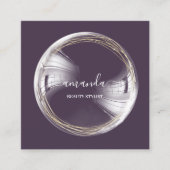 プロフェッショナル美しいメイクアップロゴバブルプラム スクエア名刺 (正面)