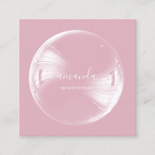 プロフェッショナル美しいメイクアップロゴバラバブル スクエア名刺 (正面)