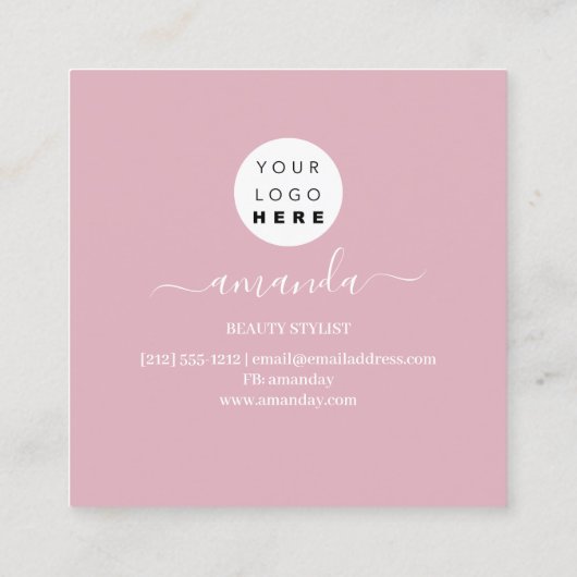 プロフェッショナル美しいメイクアップロゴバラバブル スクエア名刺 (裏面)