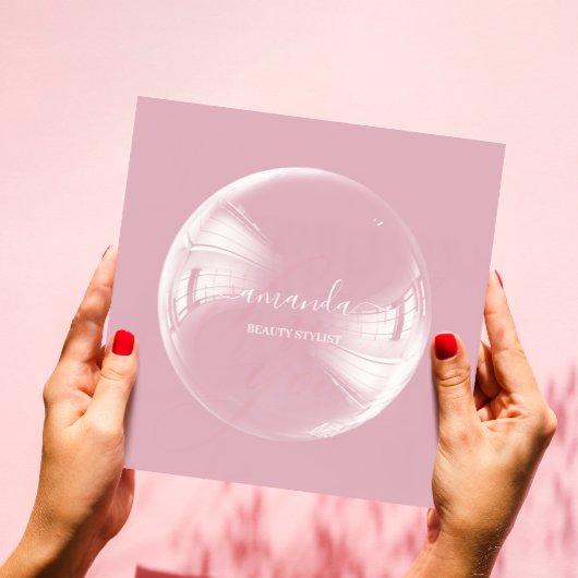 プロフェッショナル美しいメイクアップロゴバラバブル スクエア名刺