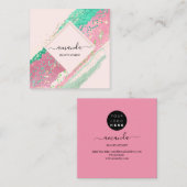 プロフェッショナル美しいメイクアップロゴピンクローズ スクエア名刺 (正面/裏面)