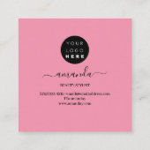 プロフェッショナル美しいメイクアップロゴピンクローズ スクエア名刺 (裏面)