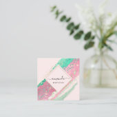 プロフェッショナル美しいメイクアップロゴピンクローズ スクエア名刺 (スタンド正面)